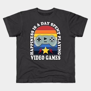 Happiness Is A Day Spent Playing Video Games Vintage Kids T-Shirt